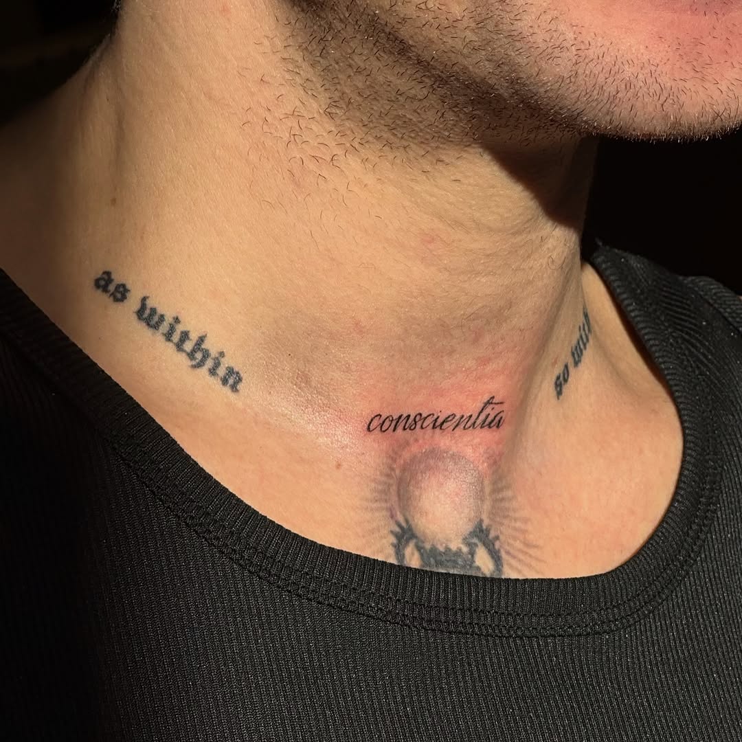 Script tattoo by Von Bad Kid Ink